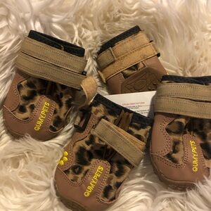 NEW Qumy Pets Dog Boots Sz 5 Leopard Print Large Anti-Slip Reflective Waterproof